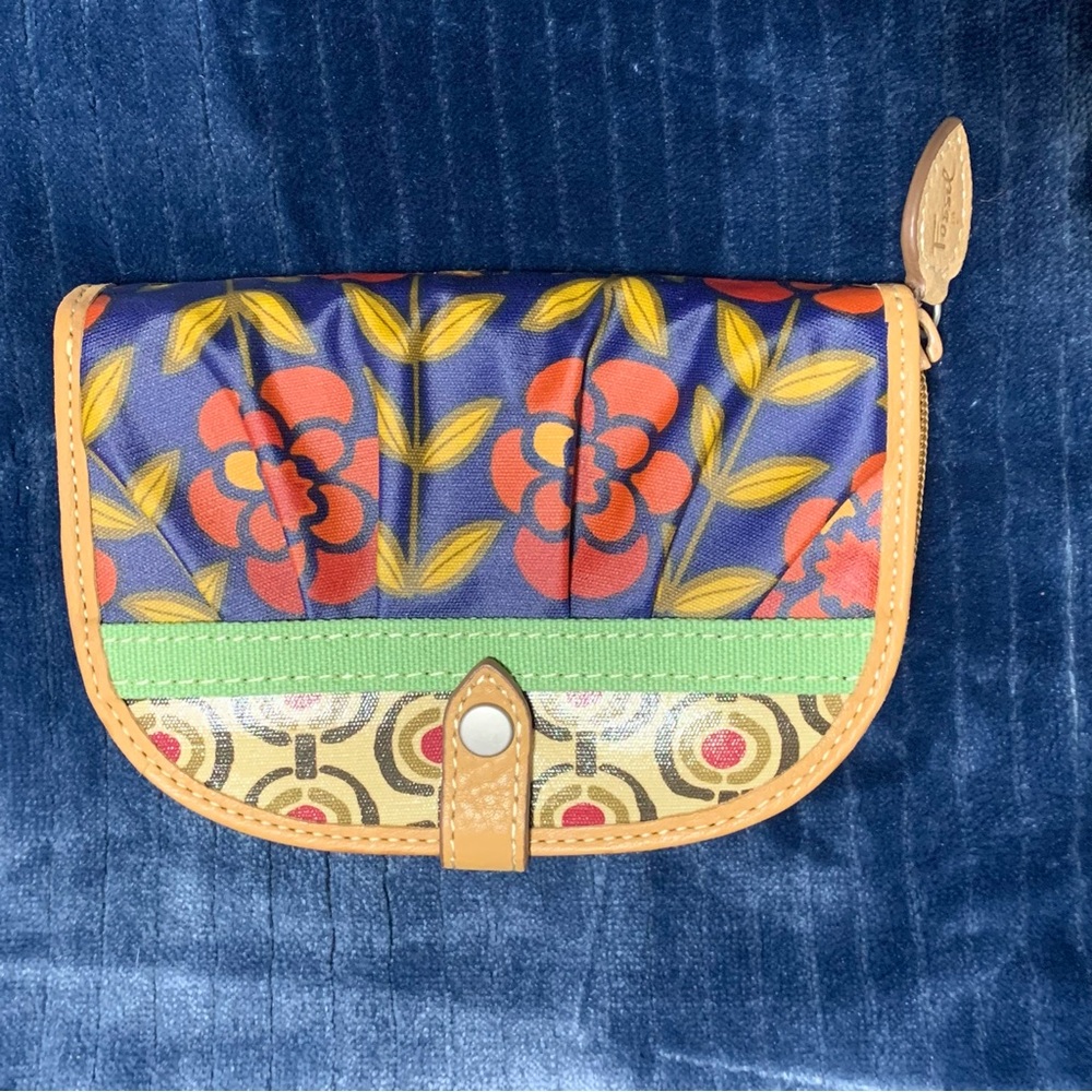 Vintage Fossil Floral Leather Zip Wallet